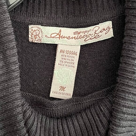 American Rag Size M Short Sleeve Black Soft Smooth Lightweight Sweater Dress - Picture 3 of 4